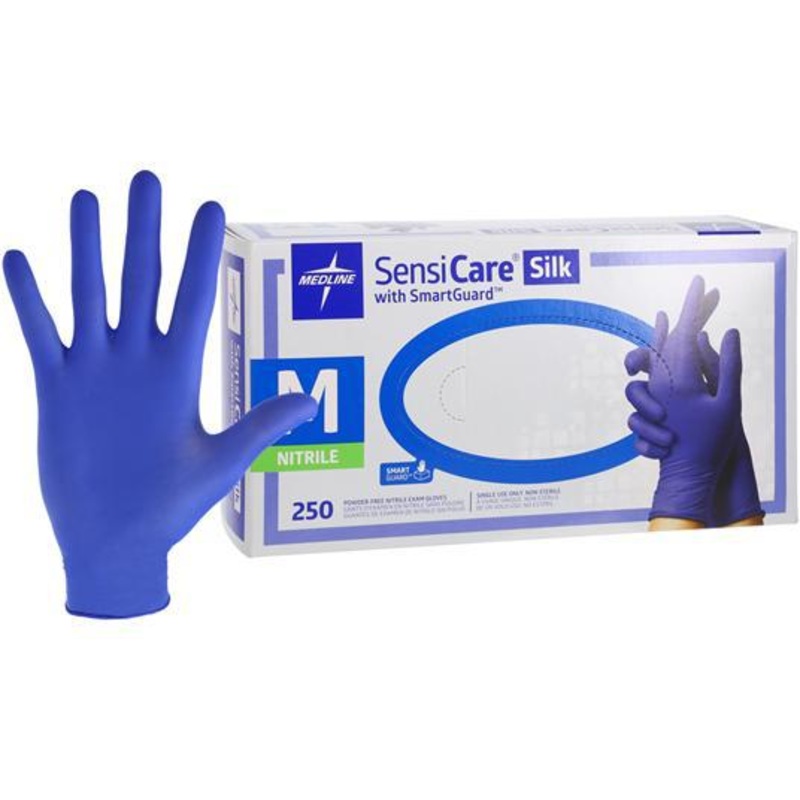 RiteTouch - SensiCare Silk Medium PF Nitrile Exam Gloves with SmartGuard Film, 250/bx, 10bx/cs  - MDS2585
