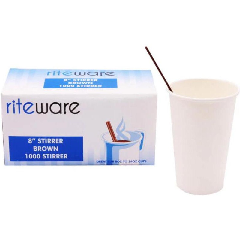 RiteWare - 8" Brown Coffee Stirrer, 1000/bx - SP0838