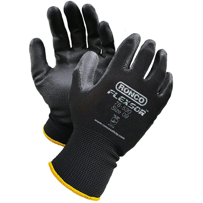 Ronco - 12x6 Flexsor PU Coated Medium Polyester Gloves Pair - RNC7853008