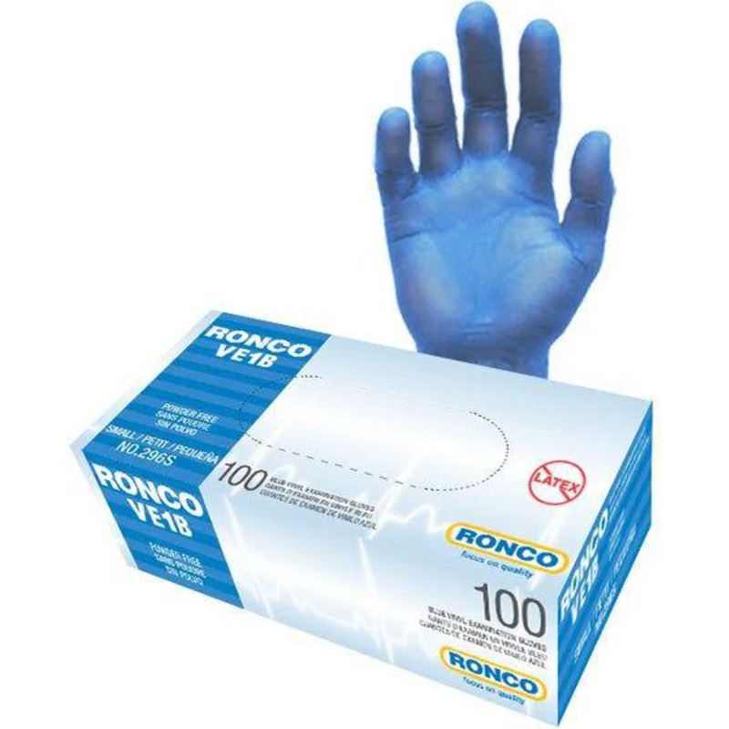 Ronco - Powder Free Vinyl Blue Large Examination Glove, 100/Bx - RNC296L