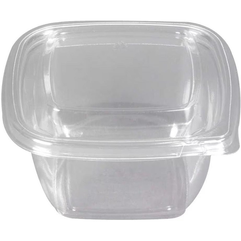 Sabert - Clear 16 Oz. Small Square Bowl with Lid, 250/Cs - SABC15016TR250