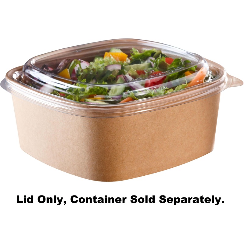 Sabert - Clear PET Lid for 24-32 Oz Paper Square Bowl, 300/Cs - SAB512207D300N