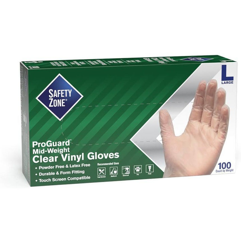 Safety Zone - X-Large Clear PF Vinyl Glove, 100/bx, 10bx/Cs - TSZGVP9XL1