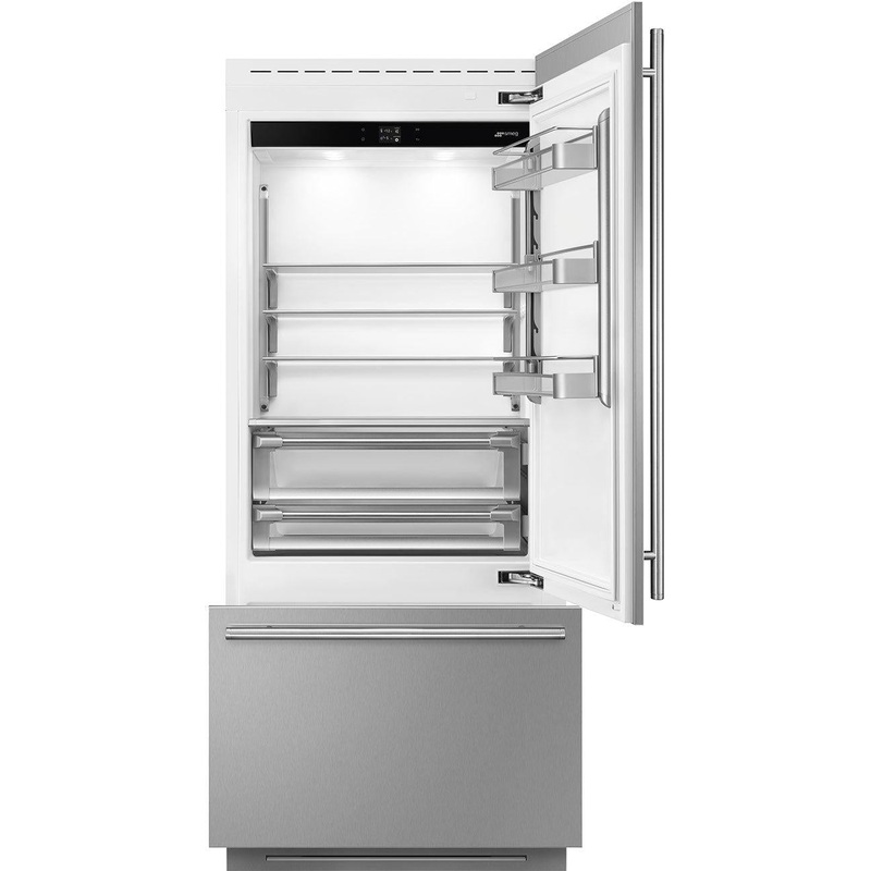 Smeg - 36" Stainless Steel Built-In Fridge with Convertible Freezer, Right Hinge - RBMU36RX
