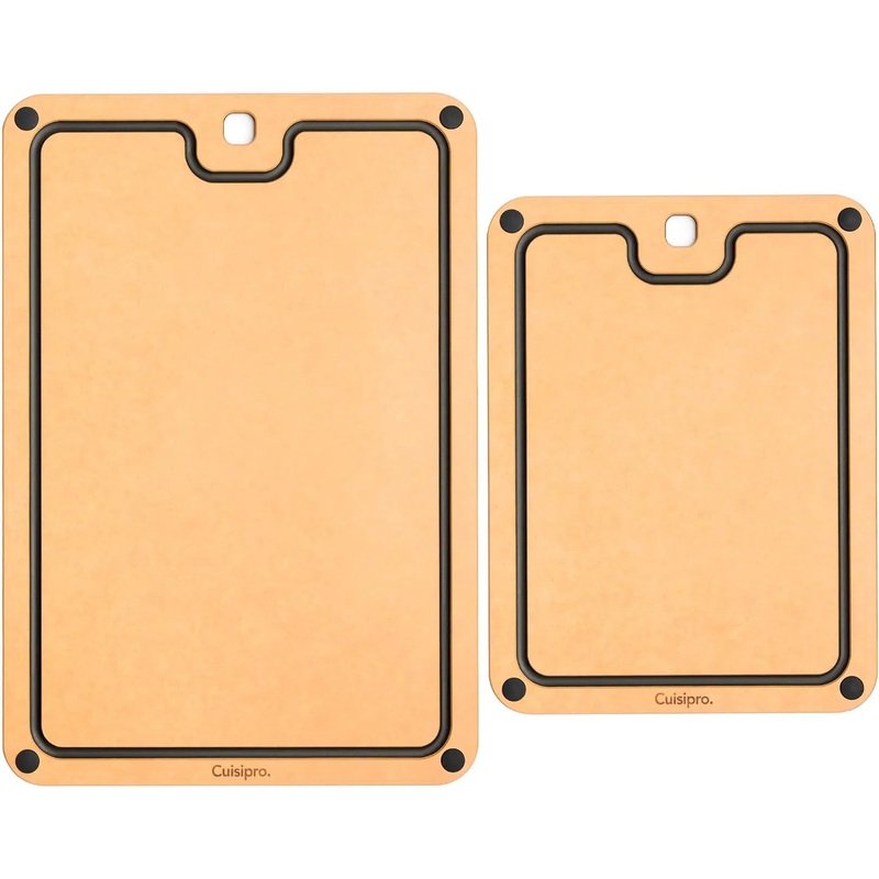 Cuisipro - 16" Natural/Slate Fibre Wood Silicone Feet Cutting Board, Set of 2 - 7479162