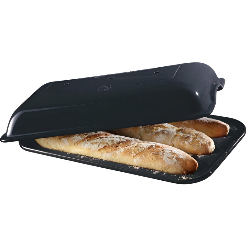 Emile Henry - 15.4" x 9.4" Ceramic Bleu Nuit Baguette Mold - 91635506