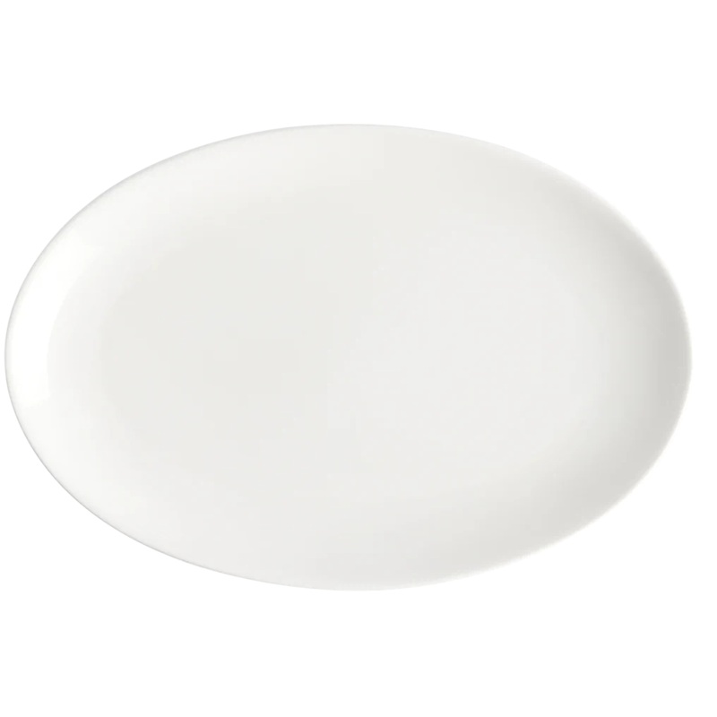Browne - FOUNDATION 12" x 8" Porcelain Oval White Coupe Plate, 1 Dz - 5630117