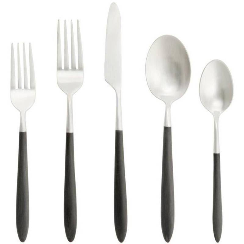 Fortessa - Velo Brushed Black 5 Pc Stainless Steel Flatware Set - 5PPS-114BR6B-05