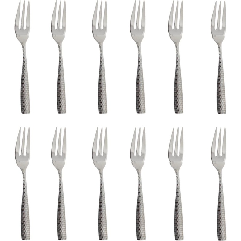 Fortessa - 7.2" Stainless Steel Lucca Faceted Fish Fork, Pack of 12 - 1.5.102.FC.031