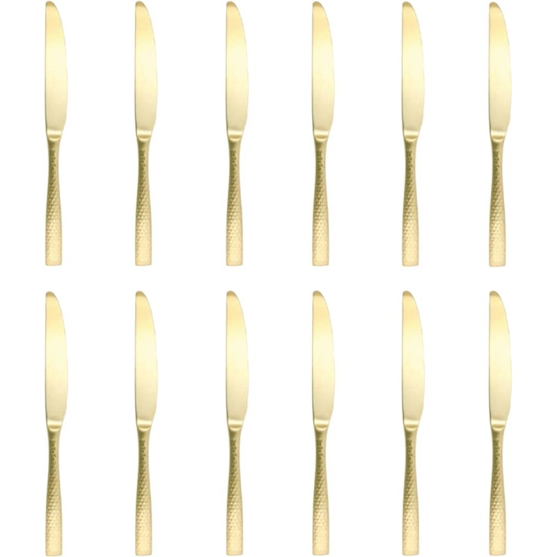 Fortessa - 7.5" Lucca Faceted Brushed Gold Fish Knife, Pack of 12 - 1.9B.102.FC.032