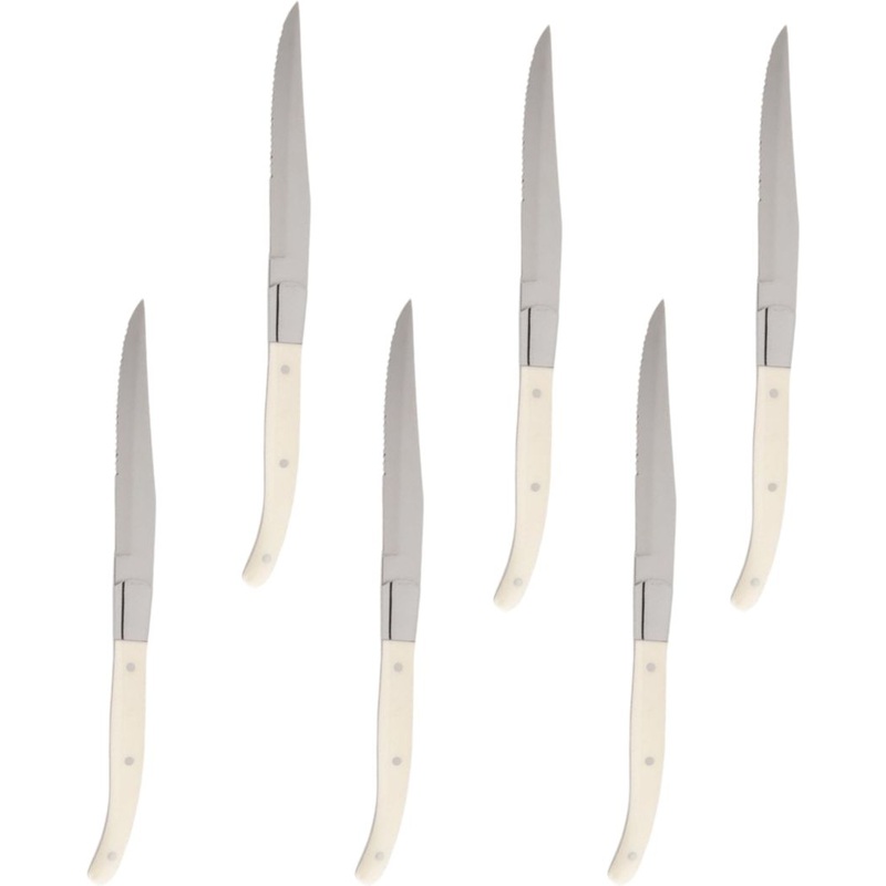Fortessa - 9.25" Provencal Blonde Handle Serrated Steak Knife, Pack of 6 - 1.5.STK.00.240