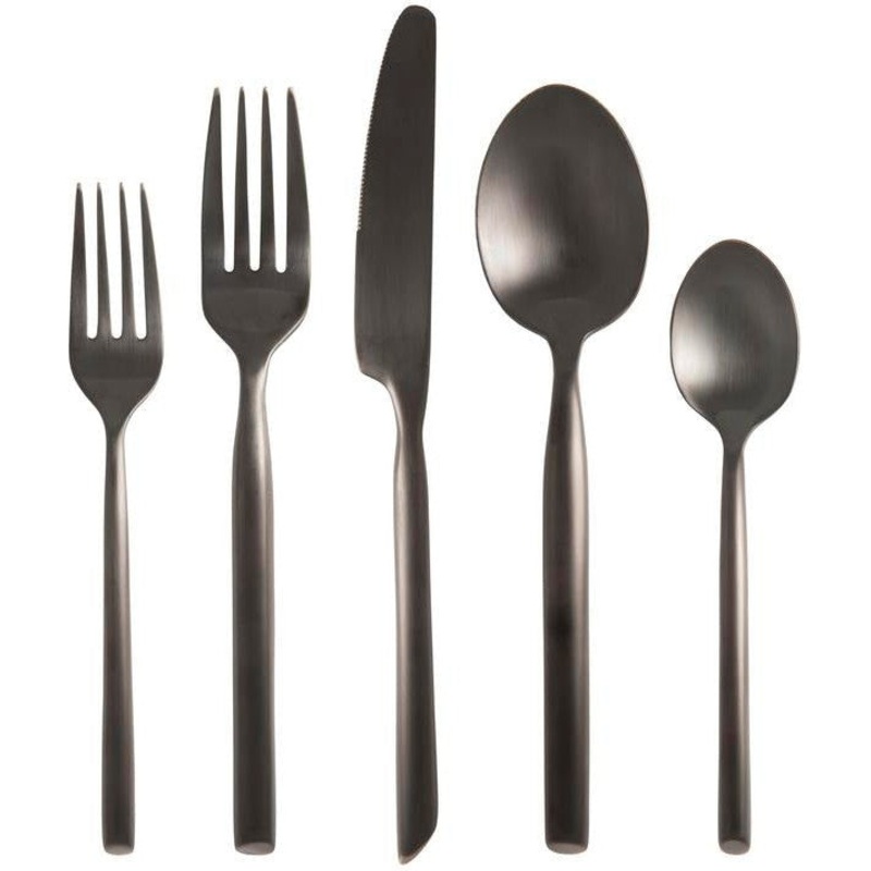 Fortessa - Capri Brushed Black 5 Pc Stainless Steel Flatware Set - 5PPS-1646B-05