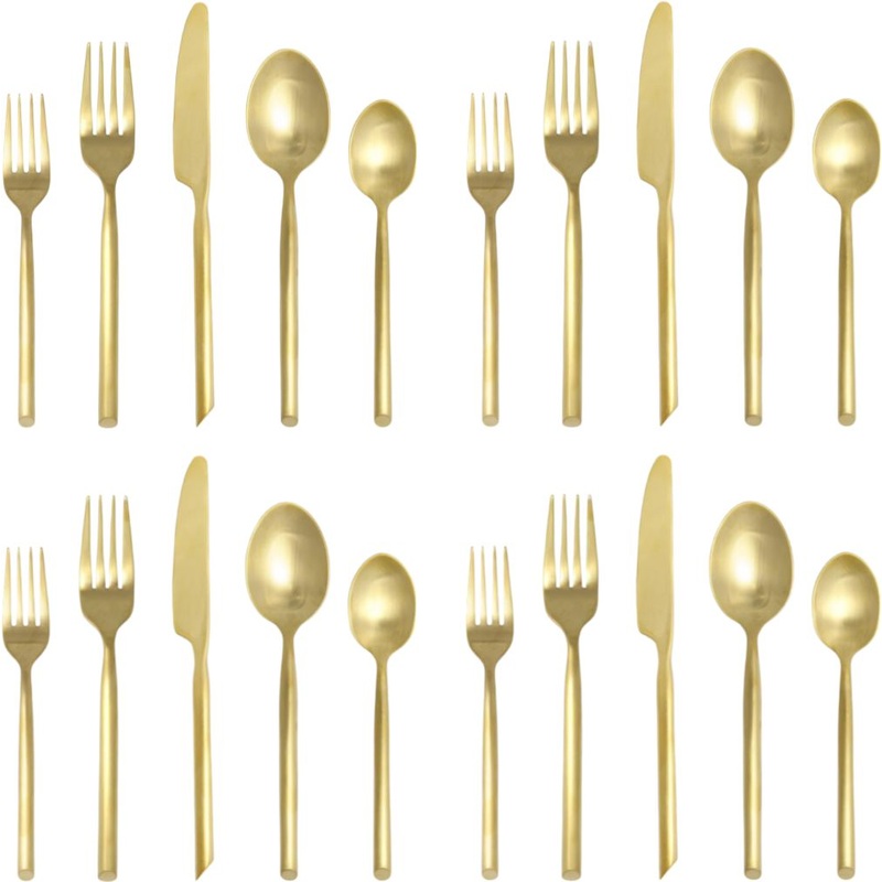 Fortessa - Capri Brushed Gold 20 Pc Stainless Steel Flatware Set - 5PPS-1649B-20Pc