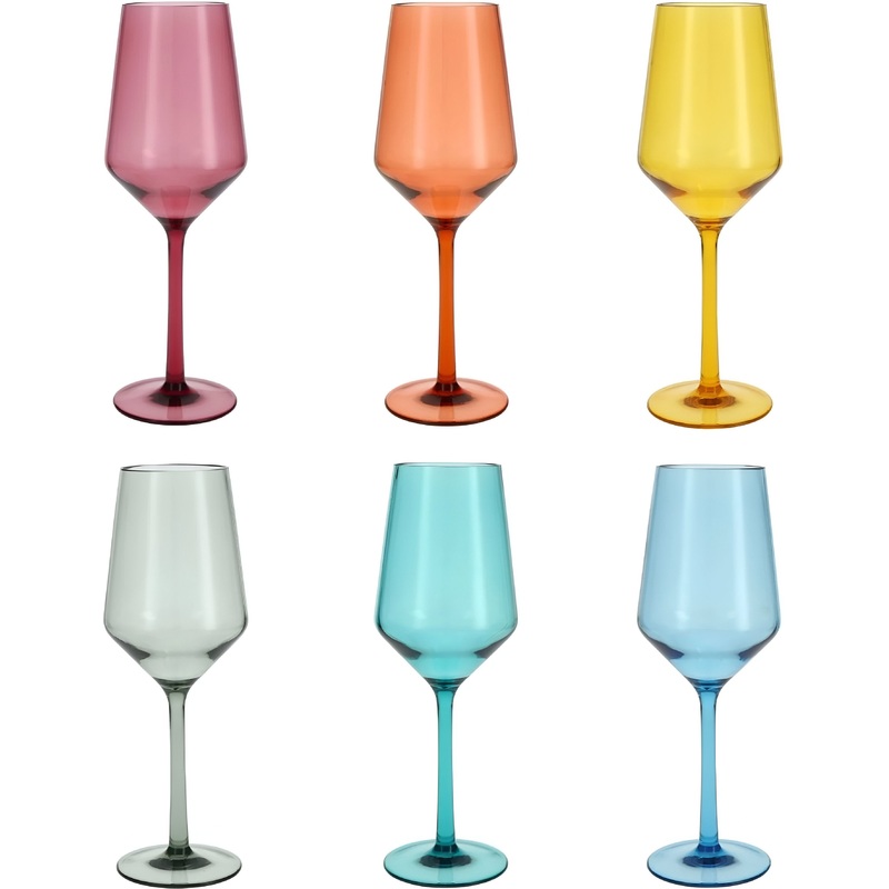 Fortessa - Sole 13 Oz Mixed Colors Sauvignon Blanc Glass, Pack of 6 - PS.MXSET.03