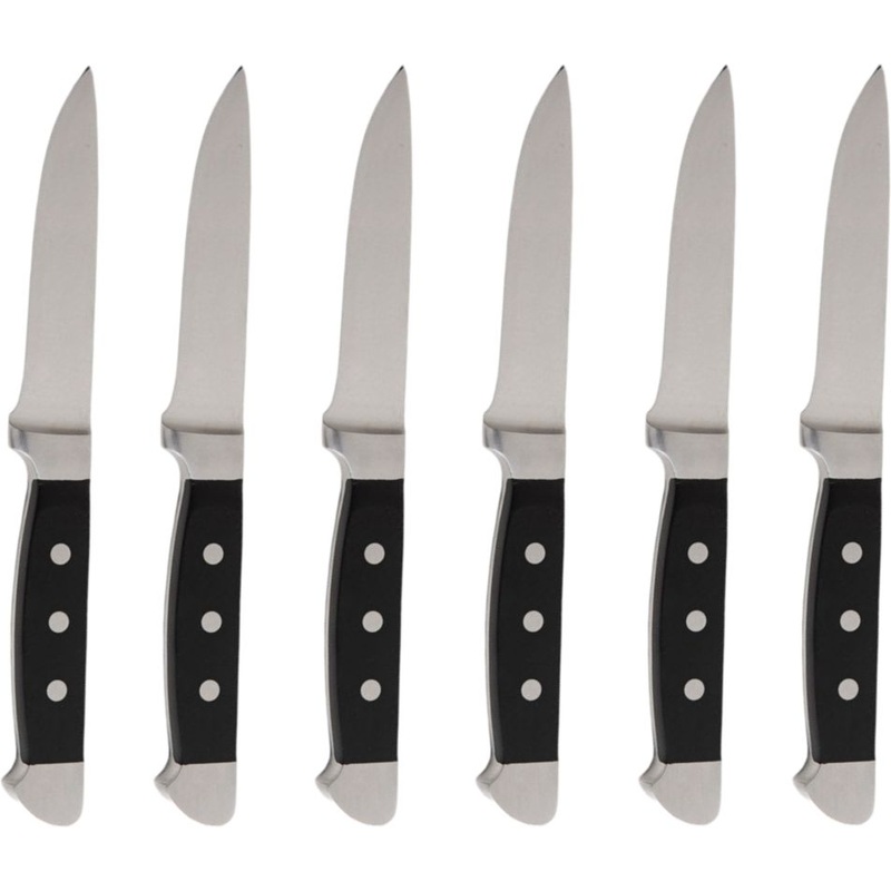 Fortessa - Vaquero 10" Non-Serrated Steak Knife with Black Handle, Pack of 6 - 1.5.STK.NS.270