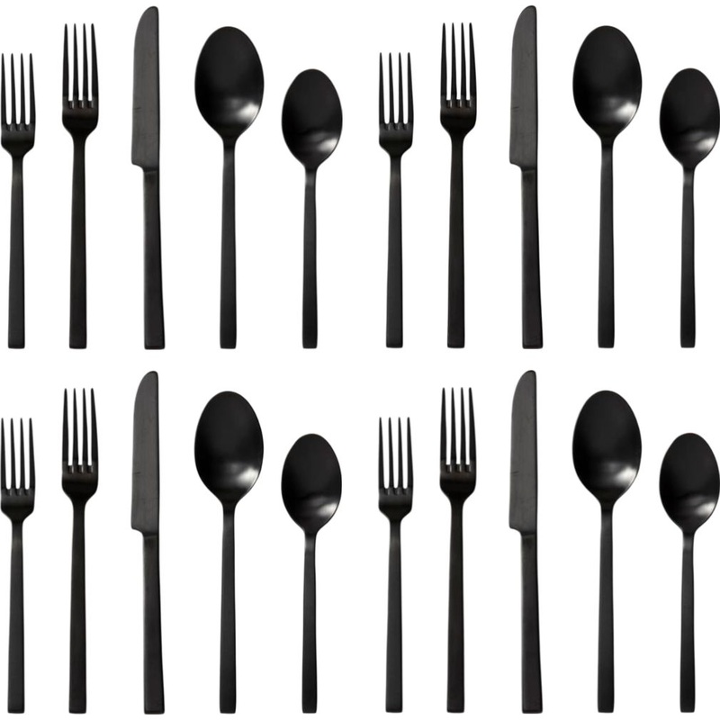 Fortessa - Viggo 20 Pc Stainless Steel Black Flatware Set - 20PPS-5046B-05