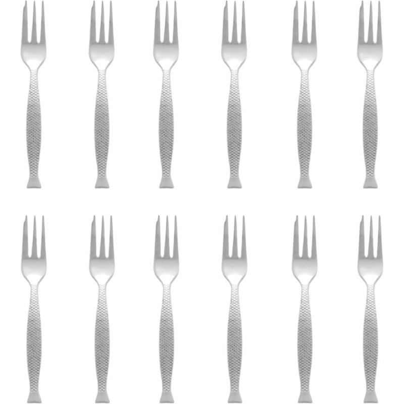 Fortessa - 5.9" Stainless Steel Siren Appetizer/Cake Fork, Pack of 12 - DVMETD800038