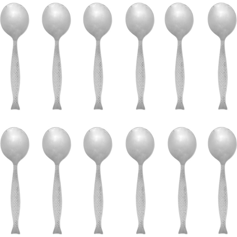 Fortessa - 6.8" Stainless Steel Siren Bouillon Spoon, Pack of 12 - DVMETD800003