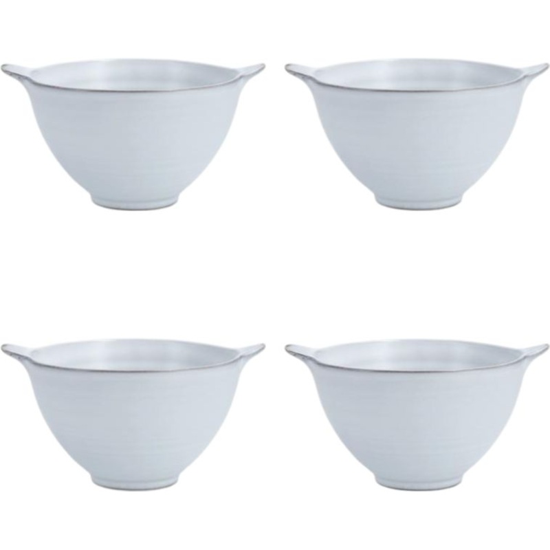 Fortessa - Complements 16 Oz Stone Lathe Handle Bowl, Pack of 4 - 8300.COMP.ST.04
