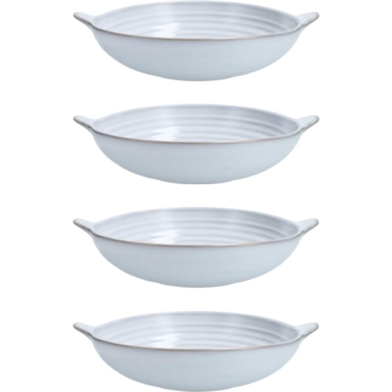 Fortessa - Complements 27 Oz Stone Lathe Handle Bowl, Pack of 4 - 8300.COMP.ST.07