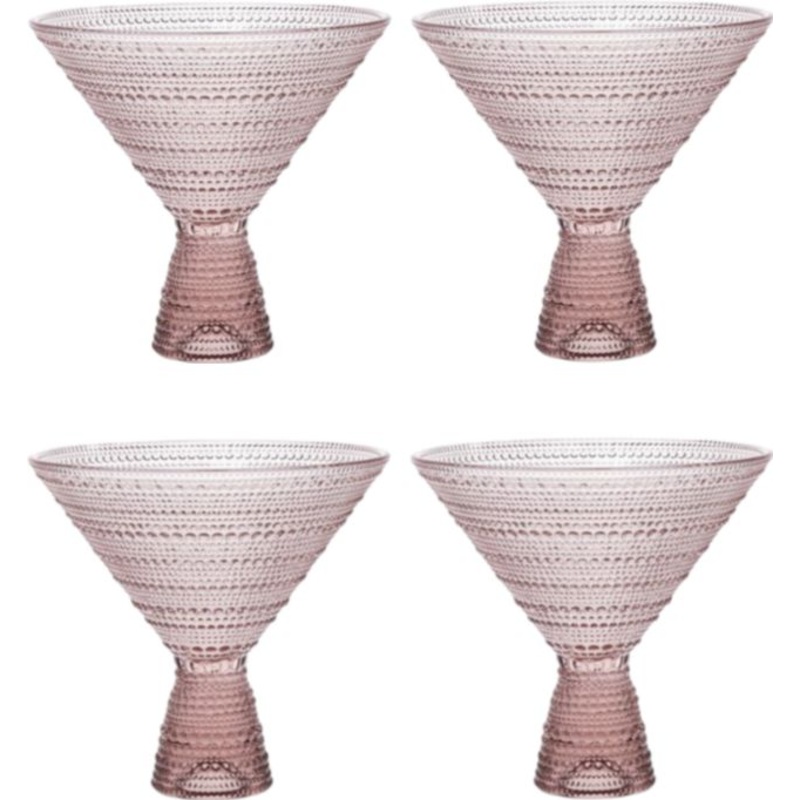 Fortessa - Jupiter 11.5 Oz Pink Martini Glass, Pack of 4 - JUPITERPK.06