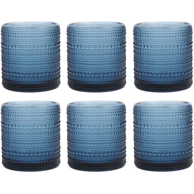 Fortessa - Jupiter 13.9 Oz Blue Triple Old-Fashioned Glass, Pack of 6 - JUPITERBL.09