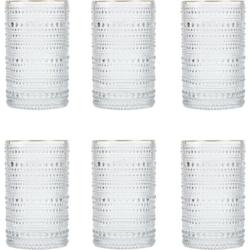 Fortessa - Jupiter 13 Oz Clear Iced Beverage Glass with Gold Rim, Pack of 6 - JUPITERCL.G.03