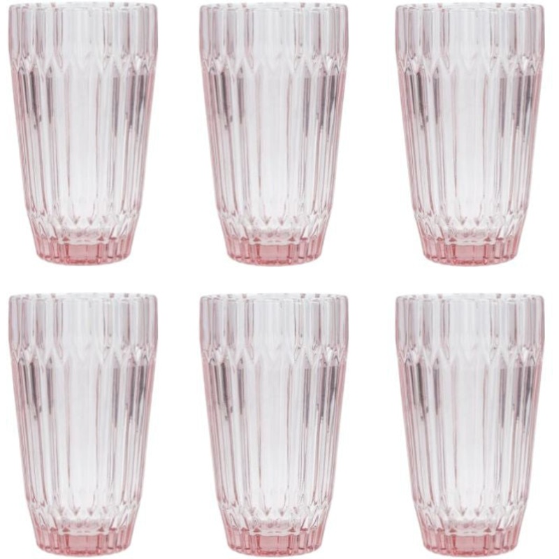 Fortessa - Archie Pink 14.8 Oz Iced Beverage Glass, Pack of 6 - ARCHIE.PK.03