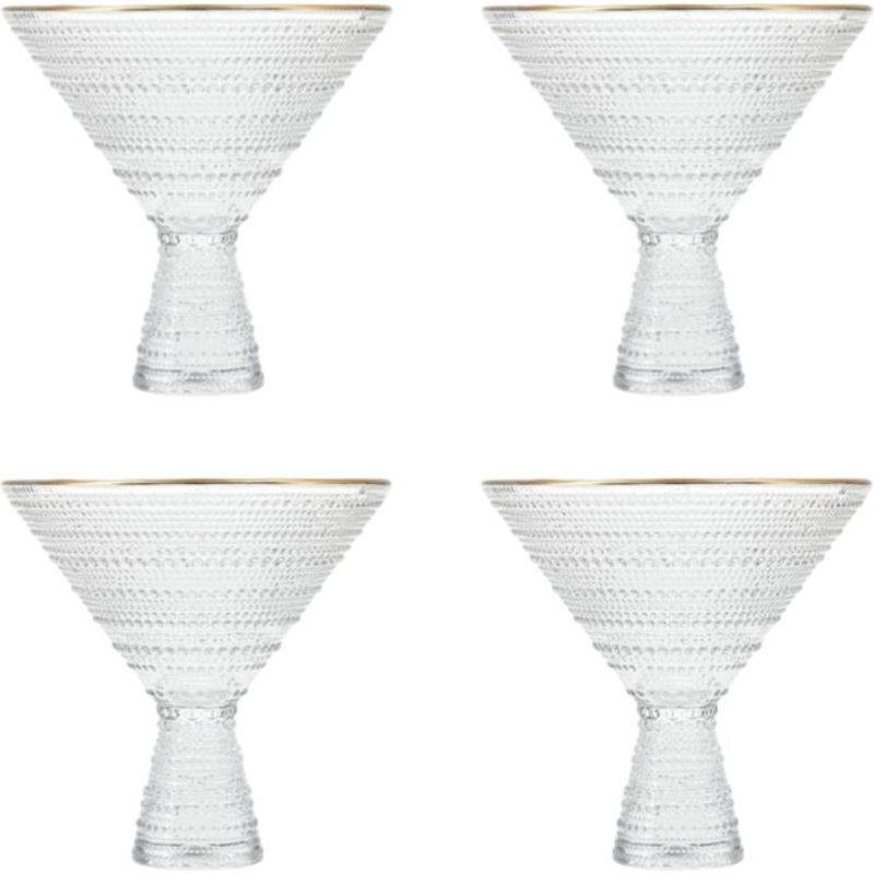 Fortessa - Jupiter 11.5 Oz Clear Martini Glass with Gold Rim, Pack of 4 - JUPITERCL.G.06
