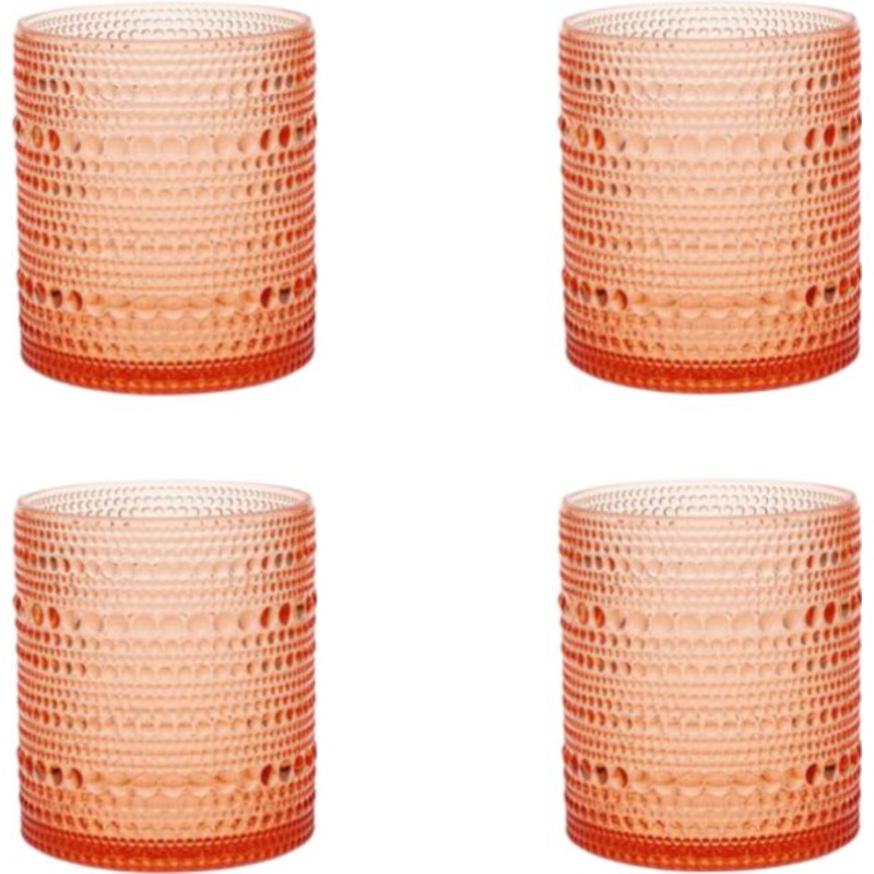 Fortessa - Orbetto 10.5 Oz Coral Blush Double Old Fashioned Glass, Pack of 4 - PS.ORB.CB.04