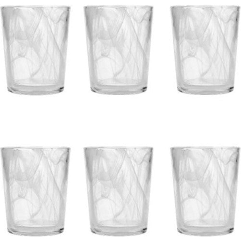 Fortessa - Swirl 11 Oz White Double Old Fashioned Glass, Pack of 6 - FTS.SWIRLWHT.04