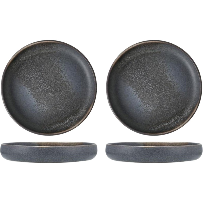 Fortessa - CT Collection Iceland Volcanic 8.5" x 1.5" Gray Medium High Sided Plate, Pack of 4 - CT.ICE.VG.105