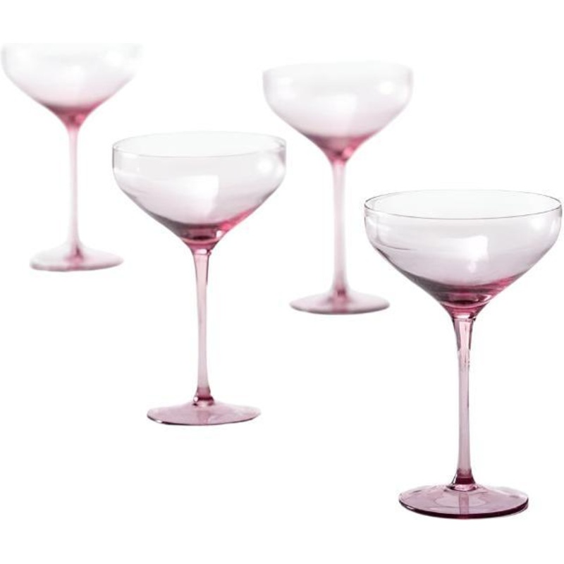 Fortessa - Gala 10.5 Oz Pink Coupe Cocktail Glass, Pack of 4 - GALA.PK.4.02