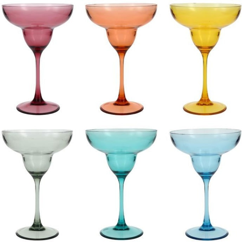 Fortessa - Outside 10 Oz Mixed Colors Margarita Glass, Pack of 6 - PS.MXSET.140