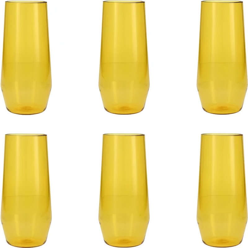Fortessa - Sole 18 Oz Yellow Sun Iced Tea Glass, Pack of 6 - PS.SOLE.YS.04