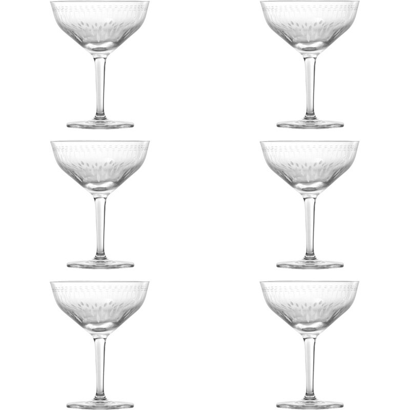 Fortessa - Vanity 7.6 Oz Etched Coupe Martini Glass, Pack of 6 - 0029.G115839