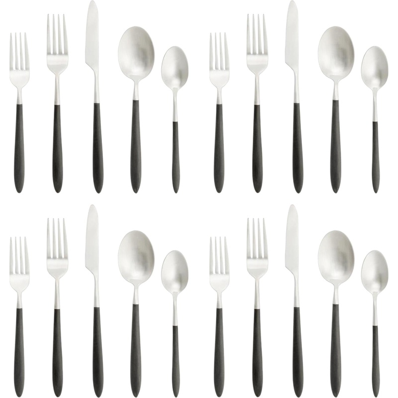 Fortessa - Velo 20 Pc Black/Brushed Flatware Set - 20PPS-114BR6B-05