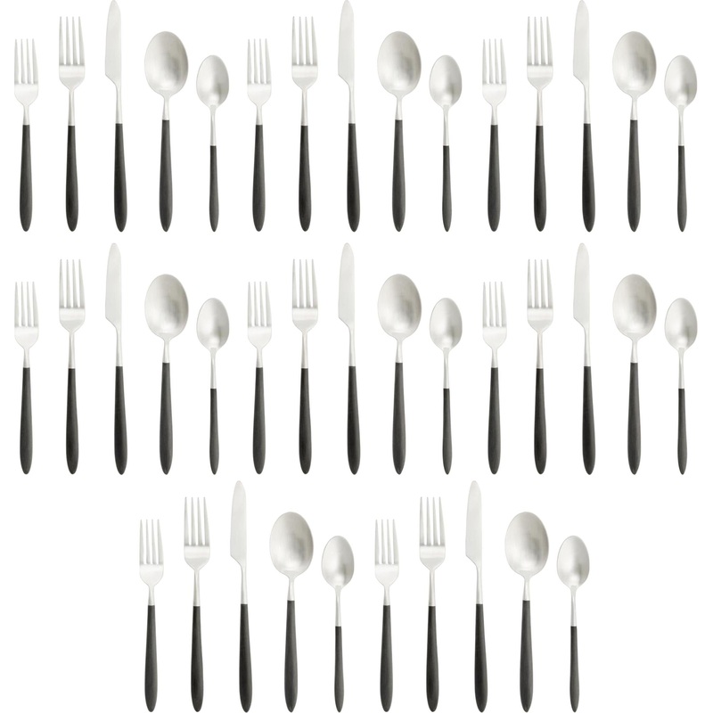Fortessa - Velo 40 Pc Black/Brushed Flatware Set - 40PPS-114BR6B-05