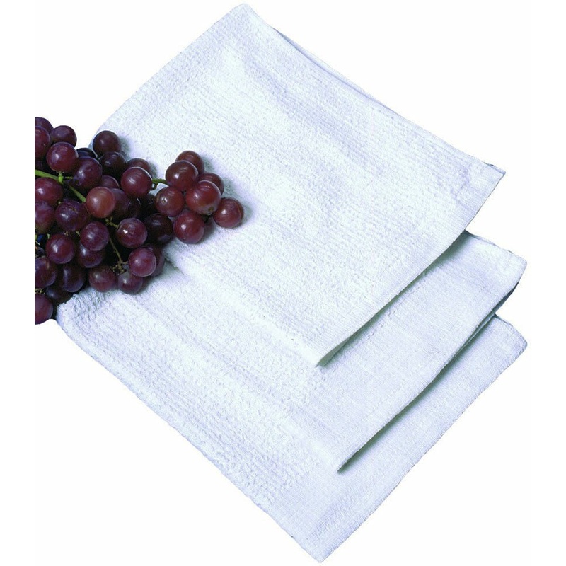 Chef Revival - 16" x 19" Cotton White Printed Terry Bar Towel (28 Oz), Pack of 12- CLBMR