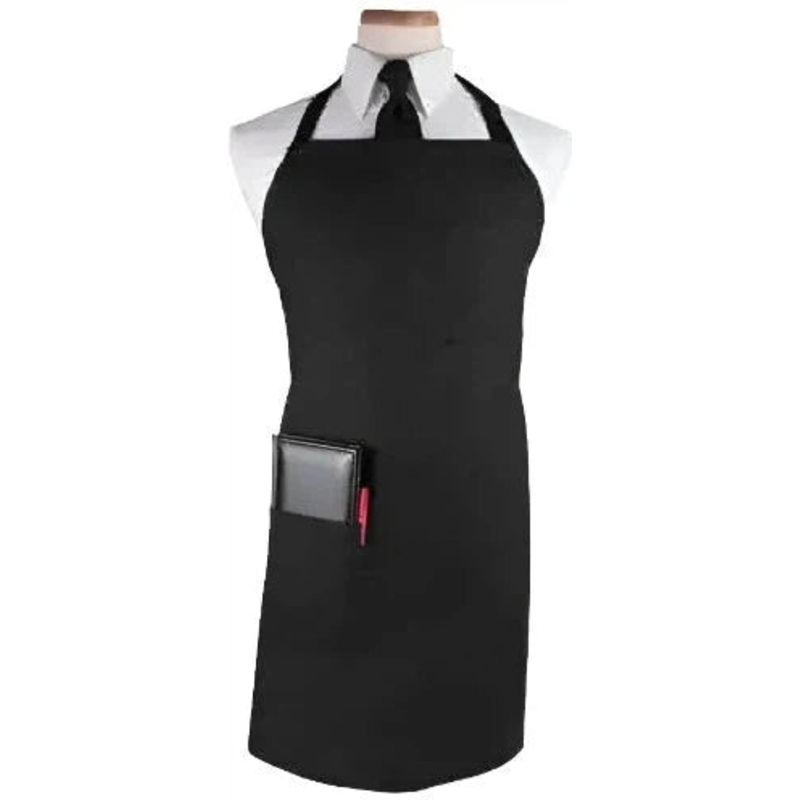 Chef Revival - 32" x 32.5" Poly-Cotton Black Pro Bib Apron - 2PBIABK