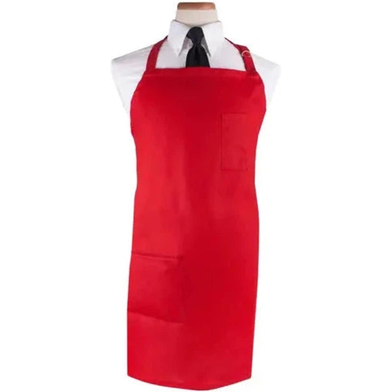 Chef Revival - 32" x 32.5" Poly-Cotton Red Pro Bib Apron - 2PBIARD