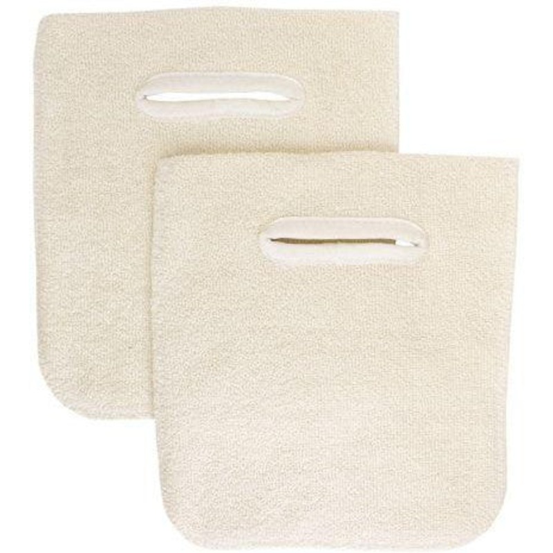 Chef Revival - Chef's Line 10"  x 11" Terry Cotton Beige Wrist Opening Pan Grabber, Pair - CLPG3