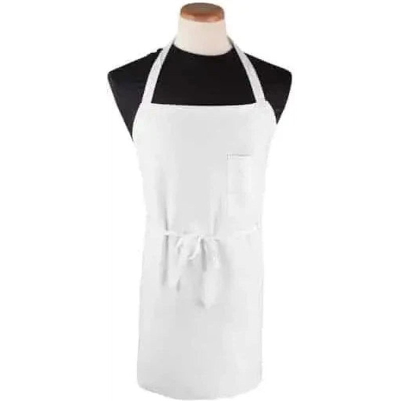 Chef Revival -  Chef's Line 32"x 32.5" Poly-Cotton White Bib Apron With Pen Pocket - CLBIAWH