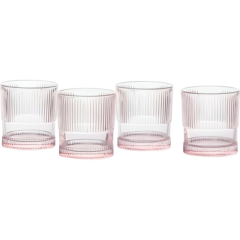 Fortessa - NoHo 9.85 Oz Pink Rocks/Double Old Fashioned Glass, Pack of 4 - NOHO.PINK.04