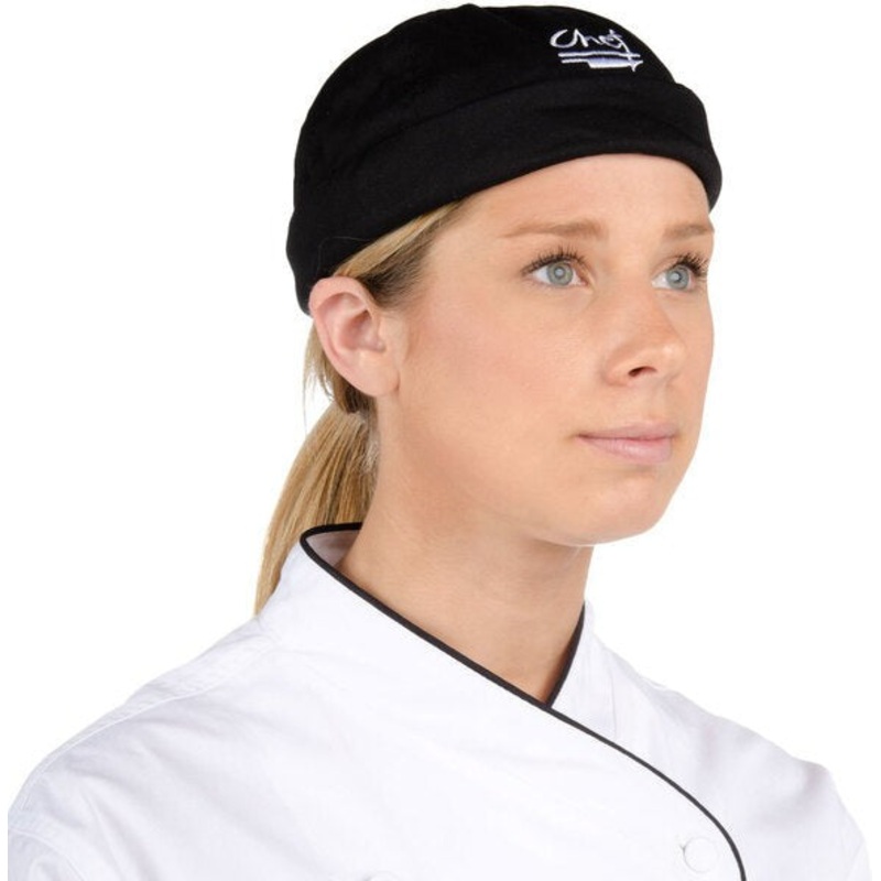 Chef Revival - 100% Cotton Chef's Beanie Cap With Chef Logo - H060BK