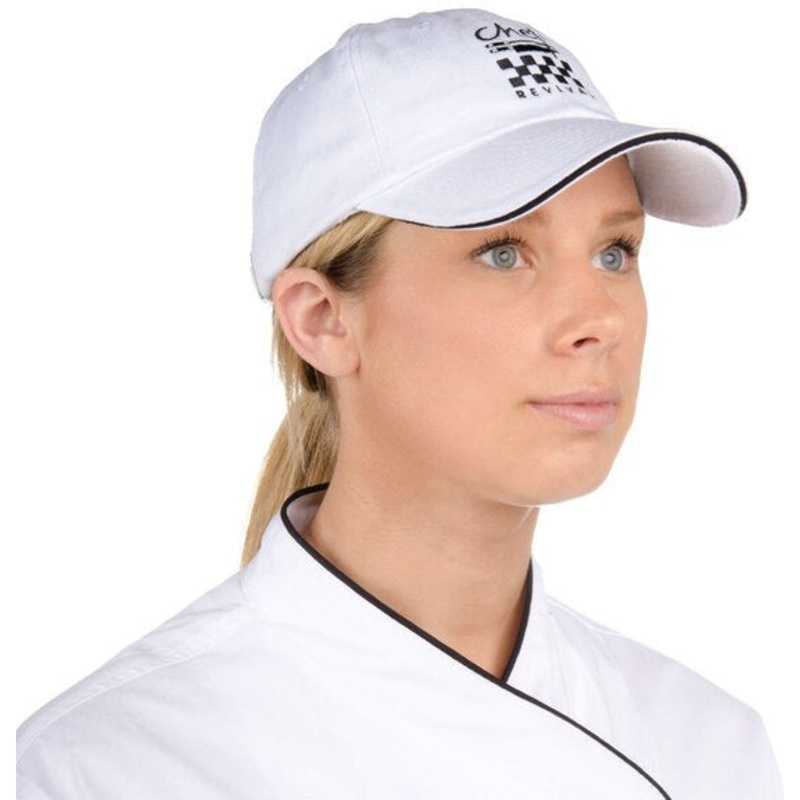 Chef Revival - 100% Cotton White Chef's Baseball Cap with Adjustable Head Strap & Chef Logo - H063WH