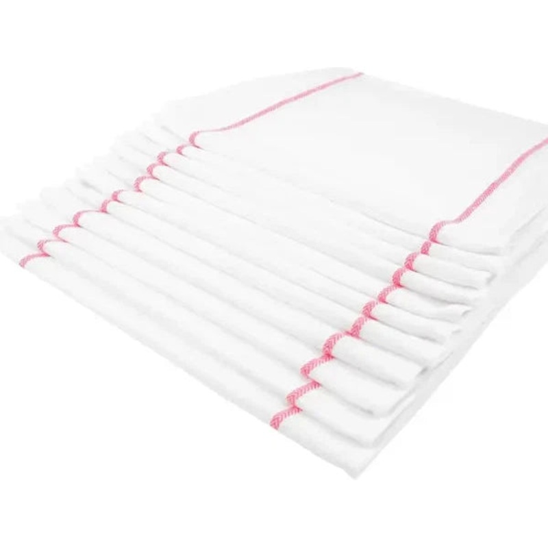 Chef Revival - 14.5" x 25.5" Cotton White Herringbone Weave Striped Towel, Each - H45S-21