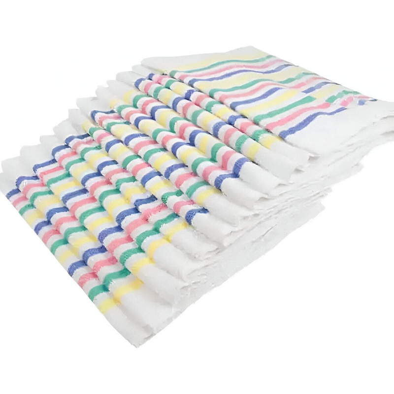 Chef Revival - 15" x 25" Cotton White Striped Terry Towel (28 Oz), Pack of 12 - ST1525