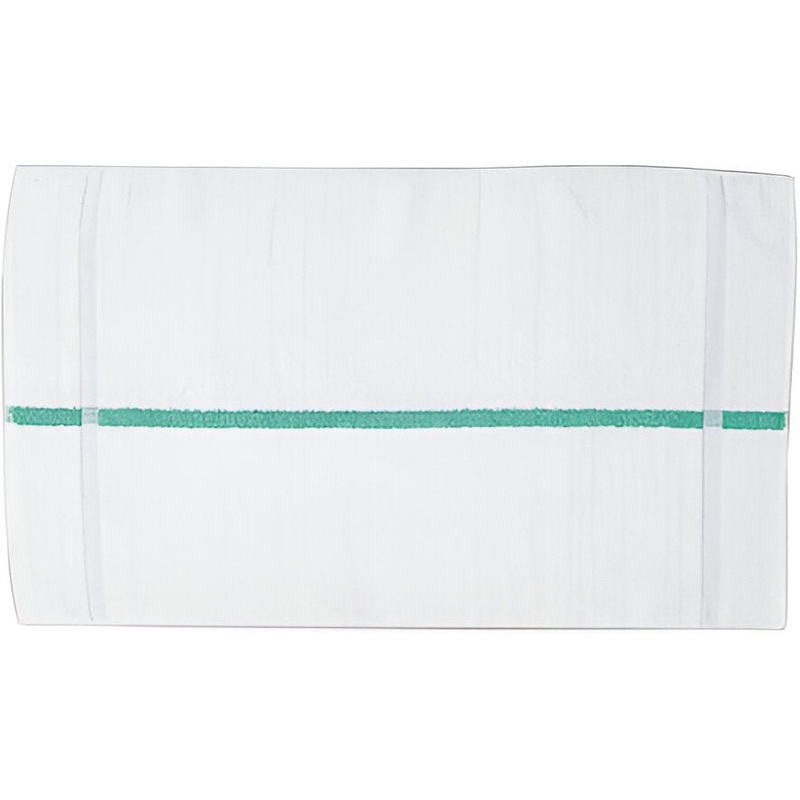 Chef Revival - 15" x 25" Oversized White Cotton Bar Towel with Green Stripe, Pack of 12 - HTI15GS