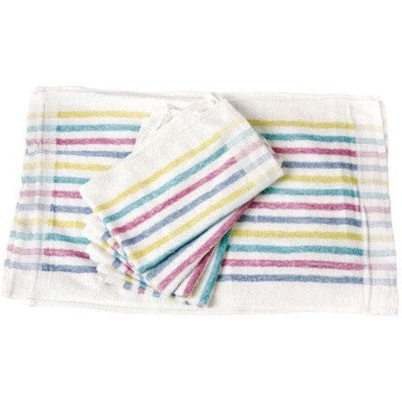 Chef Revival - 15" x 26"Cotton White Multi Stripe Kitchen Towel, Pack of 12- 705MSK
